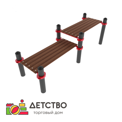 Горизонтальная гимнастическая скамья двойная разноуровневая от ТД Детство
